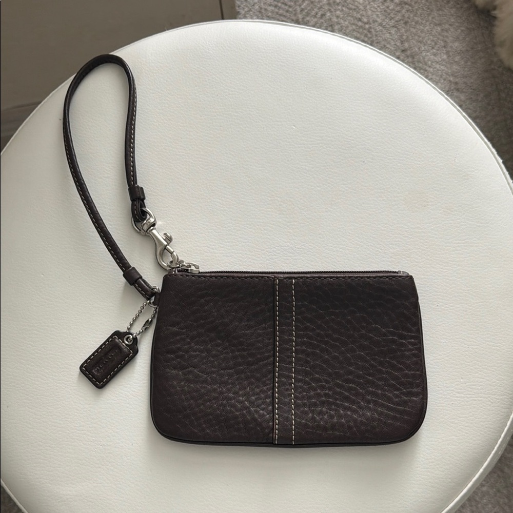 Vintage Y2K Coach Signature Canvas Wristlet in Espresso Brown